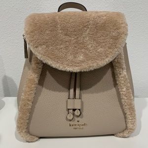 Kate Spade Leila Medium Flap Backpack Faux Shearling